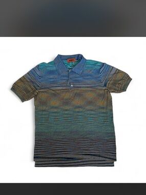 Missoni Multicolor Striped Polo in Blue, Green and Brown Tones